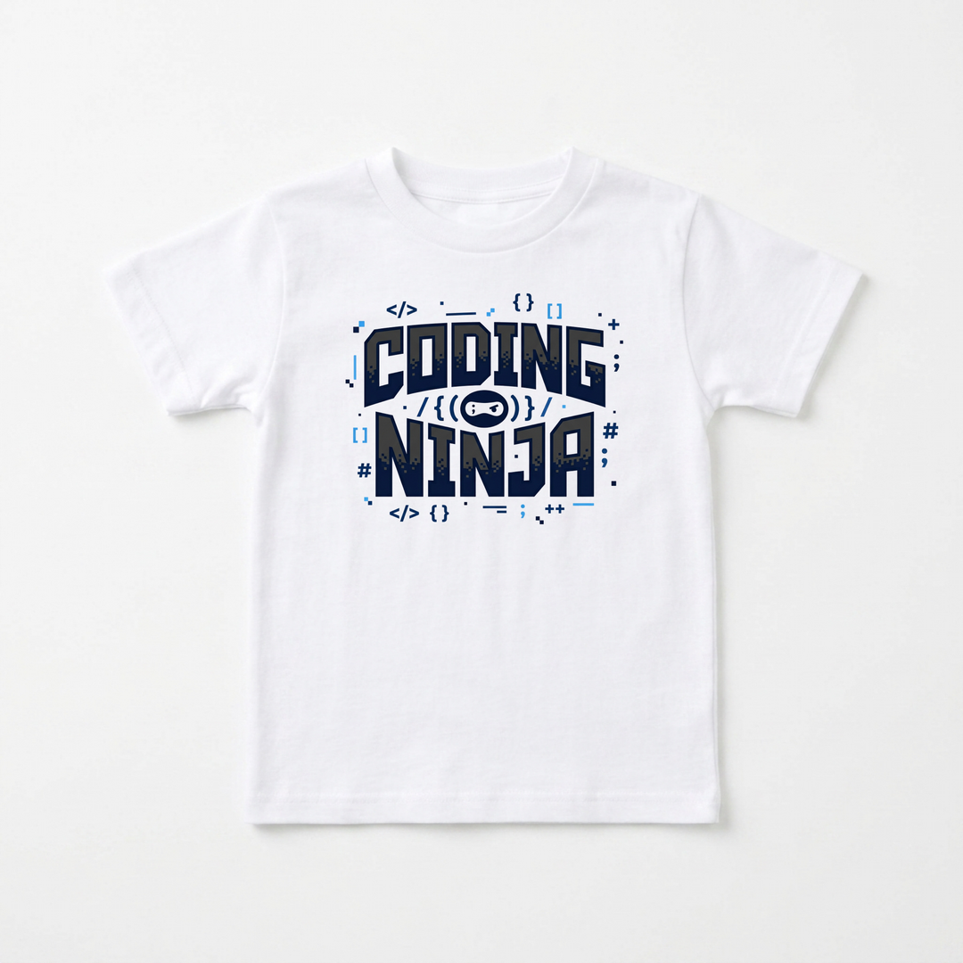 Coding Ninja Youth Tee in White — Okum Tees