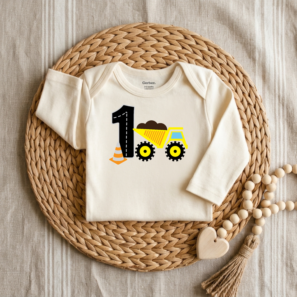 Construction Crew Number One Baby Onesie® in Natural — Okum Tees