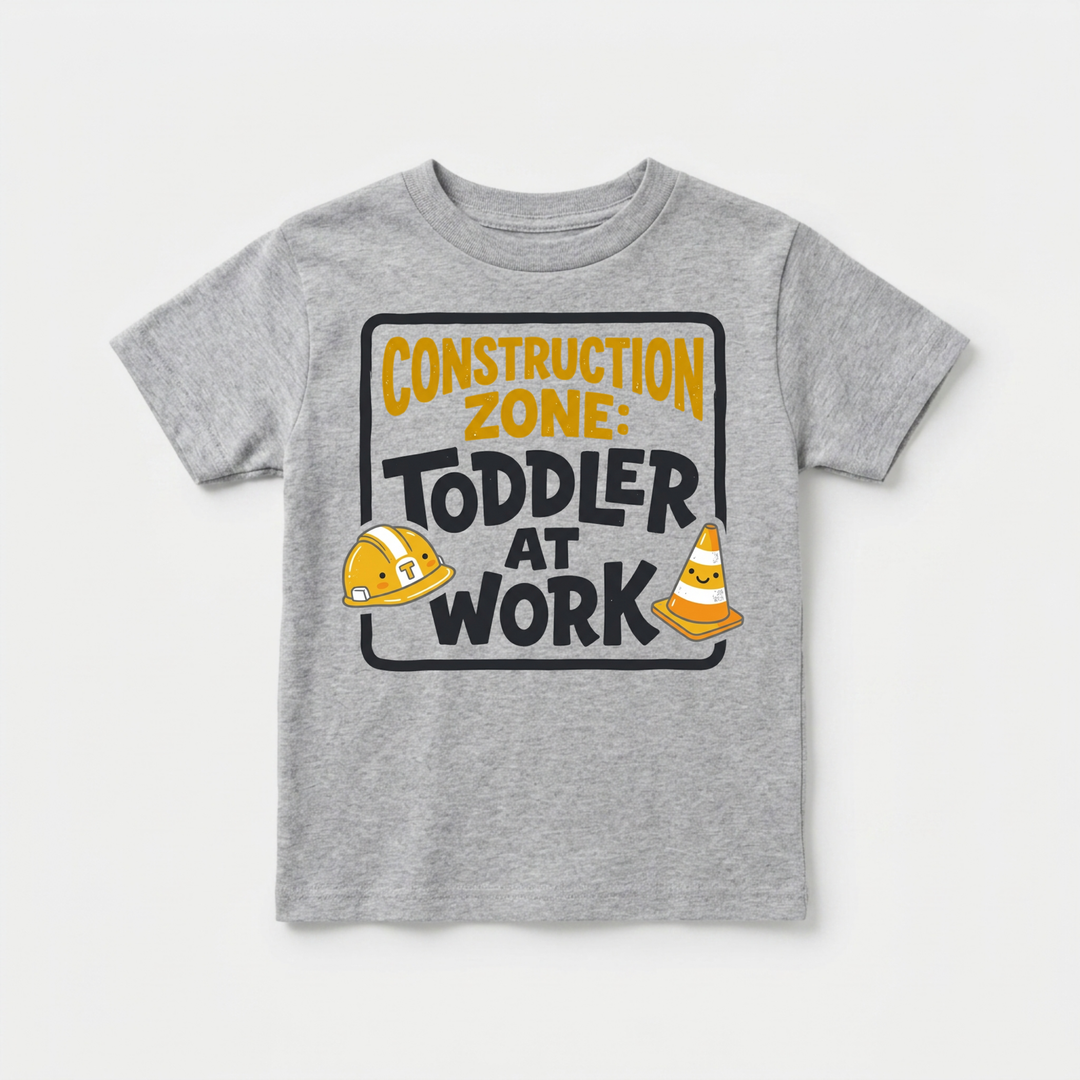 Construction Zone Toddler at Work Toddler Tee in Grey — Okum Tees