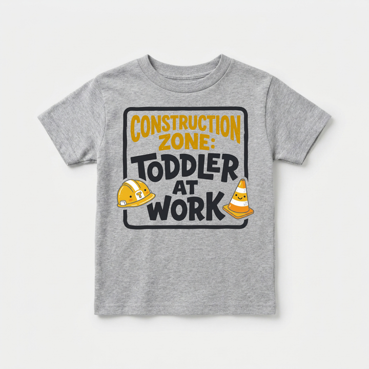 Construction Zone Toddler at Work Toddler Tee in Grey — Okum Tees