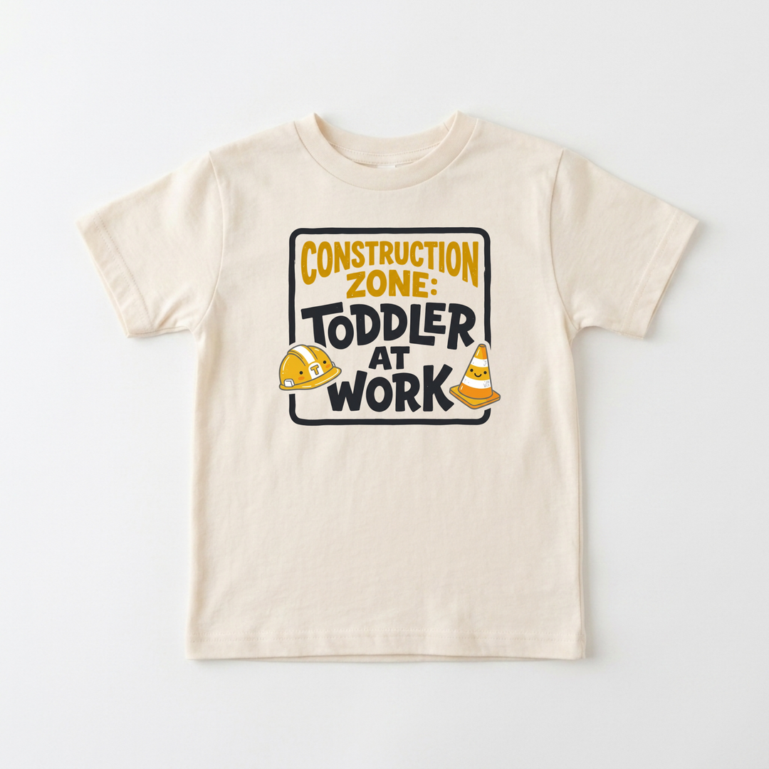 Construction Zone Toddler at Work Toddler Tee in Natural — Okum Tees