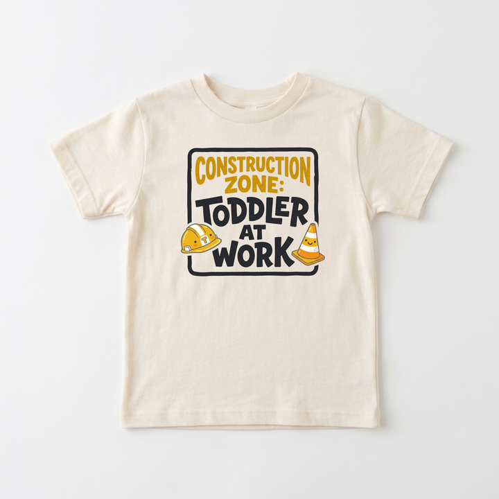 Construction Zone Toddler at Work Toddler Tee in Natural — Okum Tees