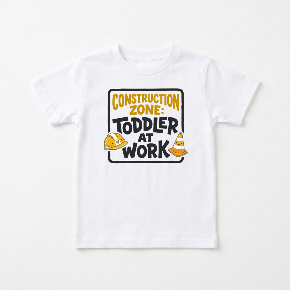 Construction Zone Toddler at Work Toddler Tee in White — Okum Tees