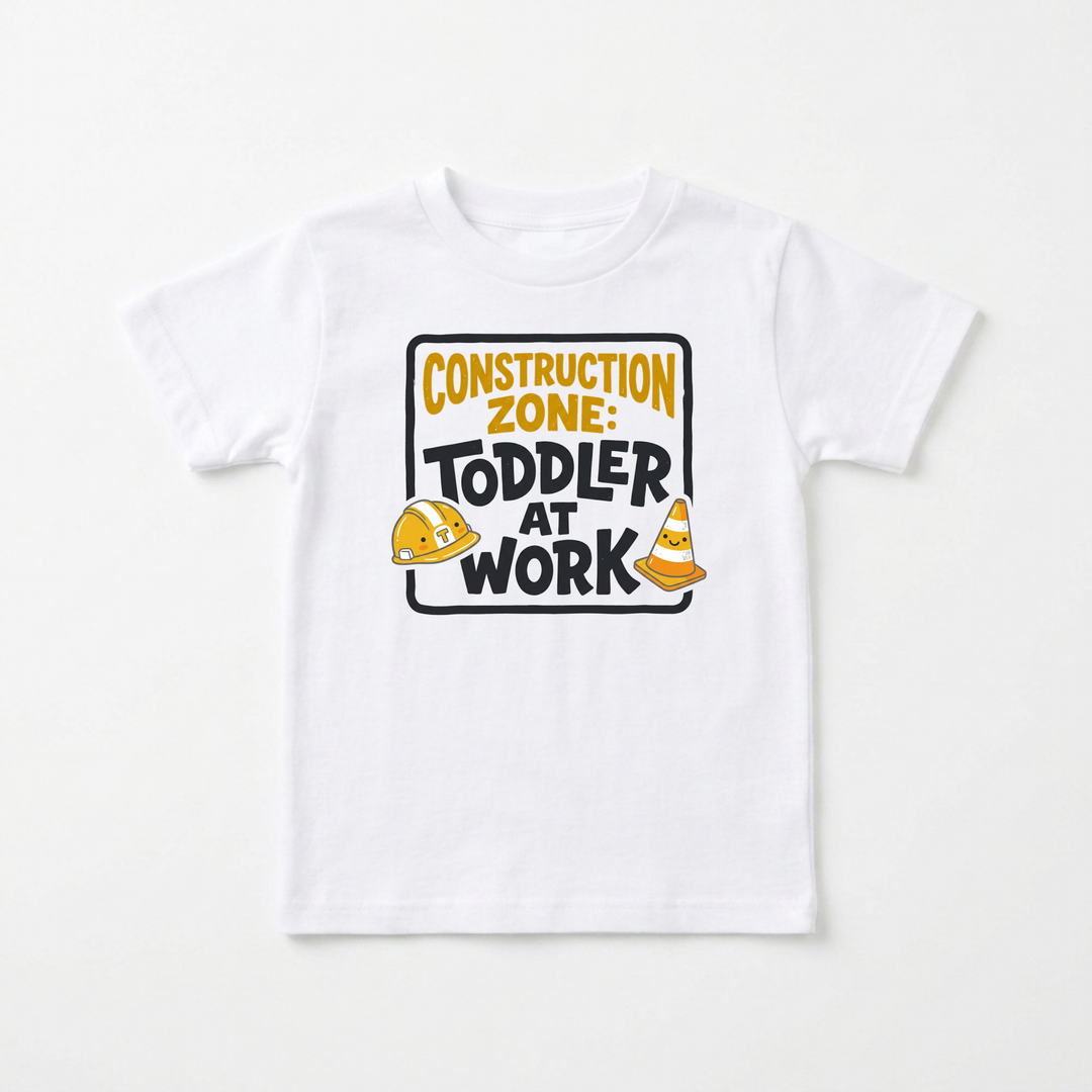 Construction Zone Toddler at Work Toddler Tee in White — Okum Tees