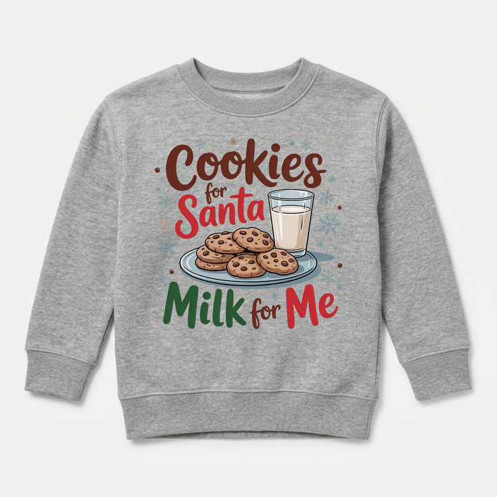 Cookies for Santa Toddler Sweatshirt in Grey — Okum Tees