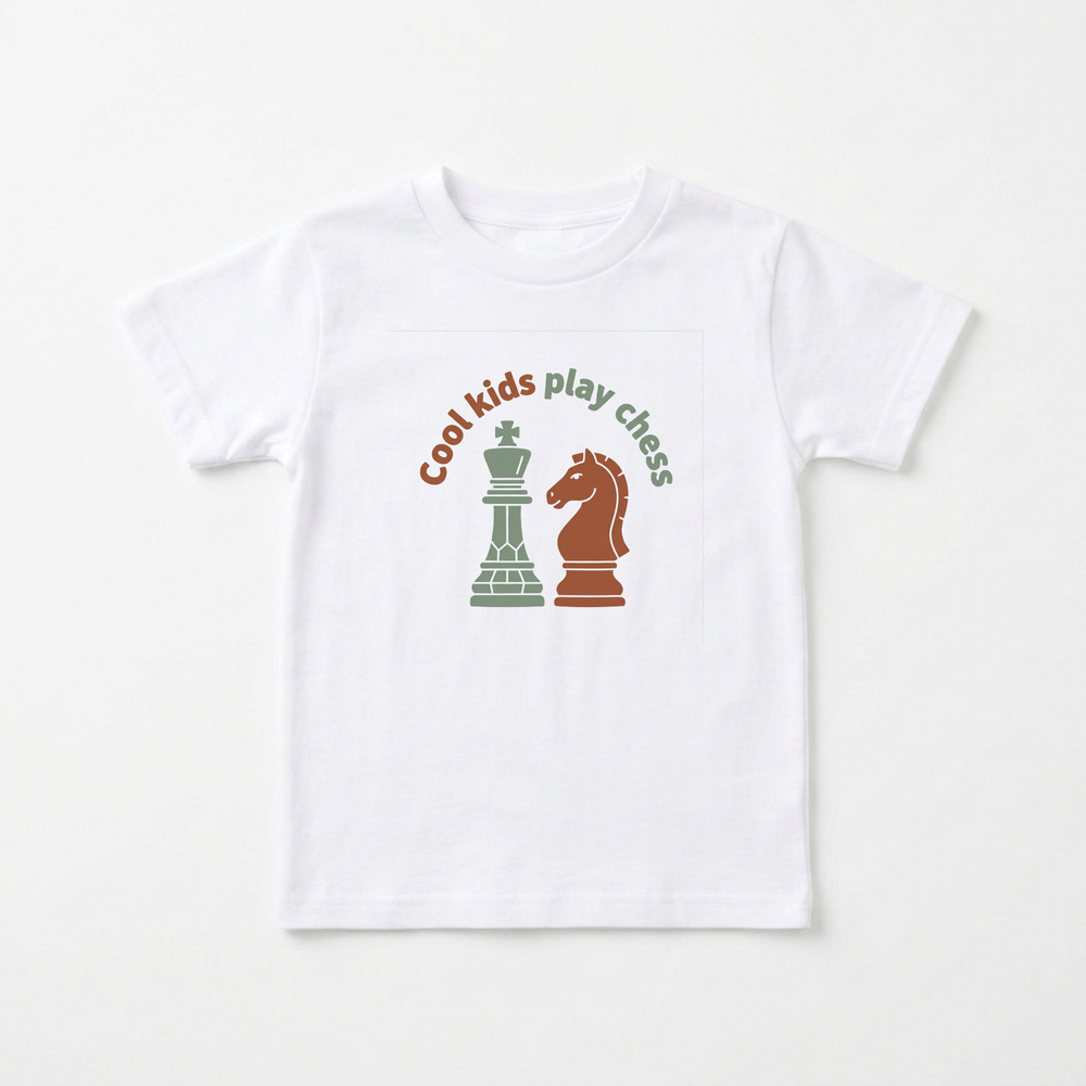 Cool Kids Play Chess Youth Tee in White — Okum Tees