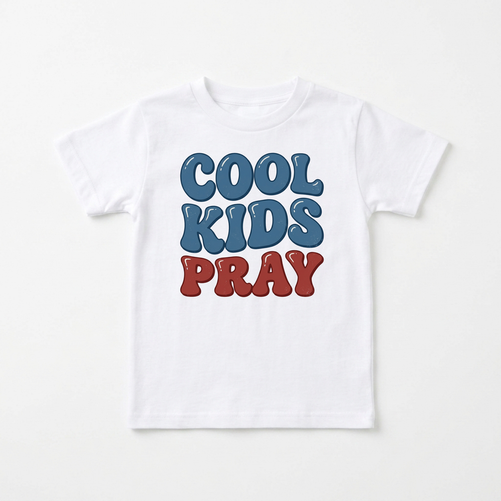 Cool Kids Pray Youth Tee in White — Okum Tees