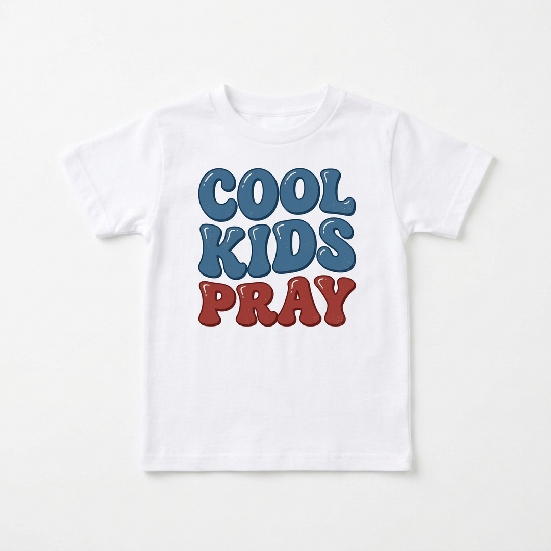 Cool Kids Pray Youth Tee in White — Okum Tees