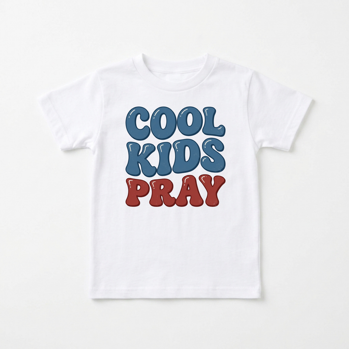 Cool Kids Pray Youth Tee in White — Okum Tees