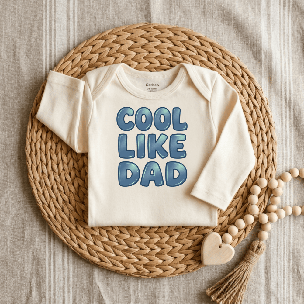 Cool Like Dad Bubble Letters Baby Onesie® | Cute Newborn Outfit - Okum Tees