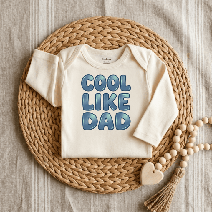Cool Like Dad Bubble Letters Baby Onesie® | Cute Newborn Outfit - Okum Tees