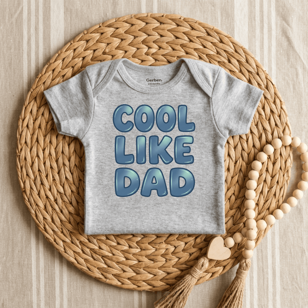 Cool Like Dad Bubble Letters Baby Onesie® | Cute Newborn Outfit - Okum Tees