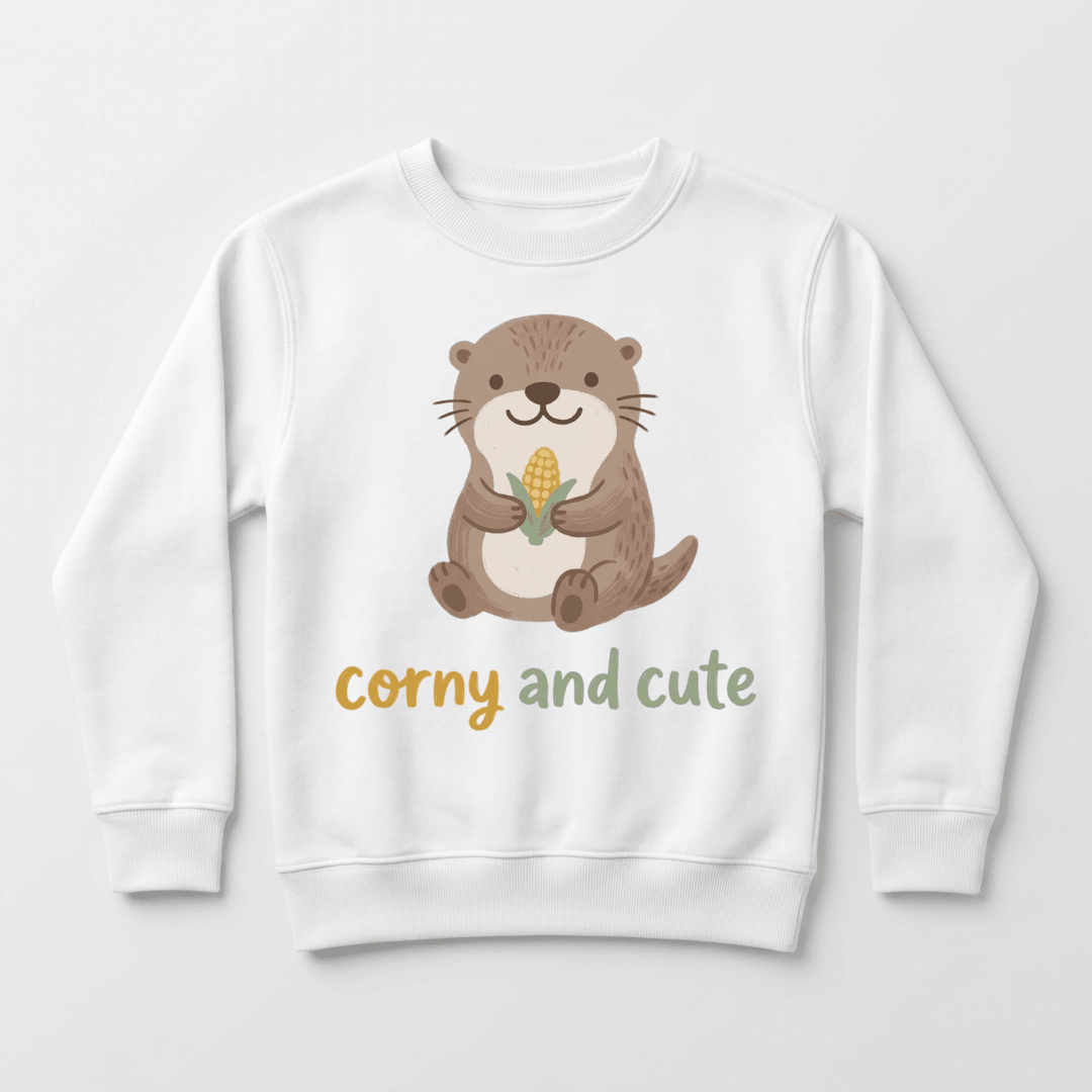 Corny and Cute Otter Toddler Sweatshirt | Animal Sweater - Okum Tees