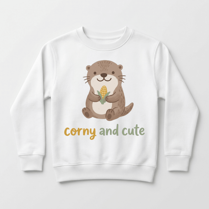 Corny and Cute Otter Toddler Sweatshirt | Animal Sweater - Okum Tees
