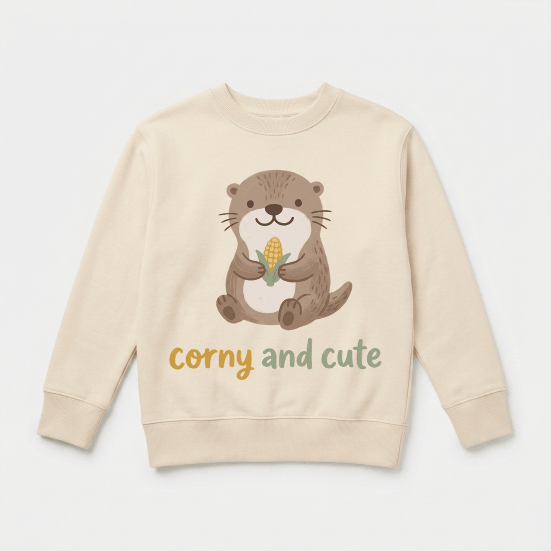 Corny and Cute Otter Toddler Sweatshirt | Animal Sweater - Okum Tees