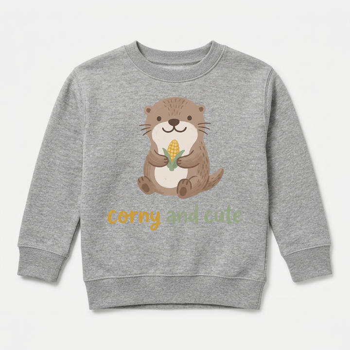 Corny and Cute Otter Toddler Sweatshirt in Grey — Okum Tees