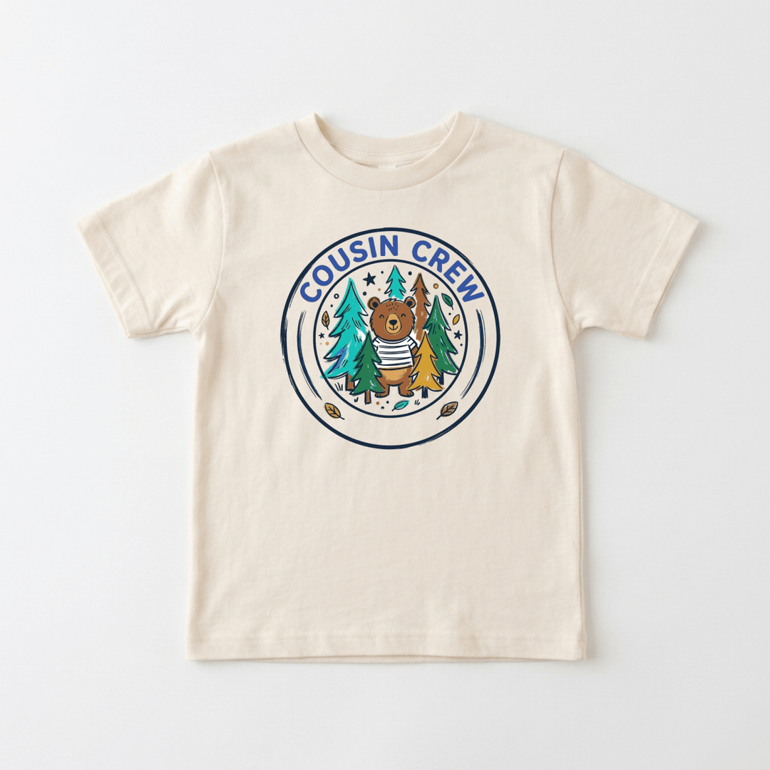 Cousin Crew Woodland Bear Badge Toddler Tee | Family Shirt - Okum Tees