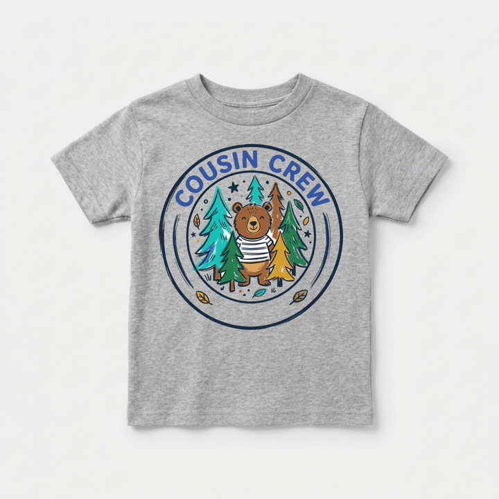Cousin Crew Woodland Bear Badge Toddler Tee | Family Shirt - Okum Tees