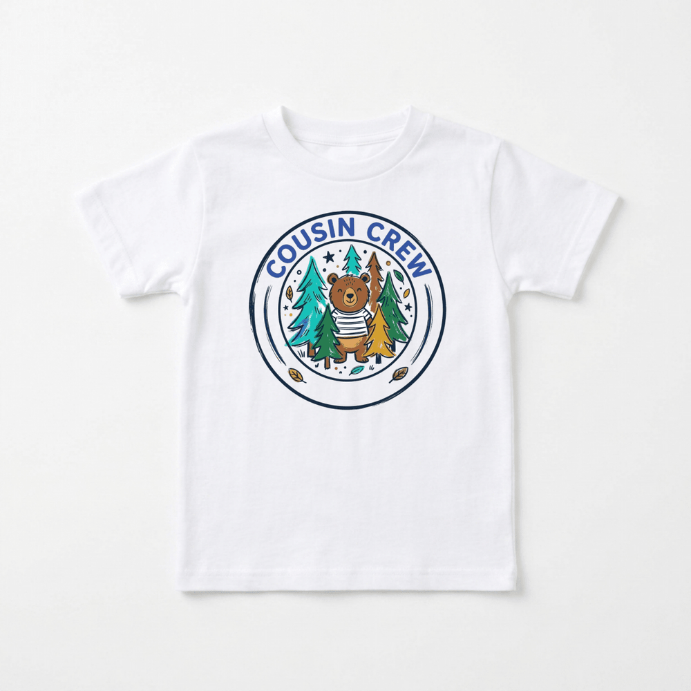 Cousin Crew Woodland Bear Badge Toddler Tee | Family Shirt - Okum Tees