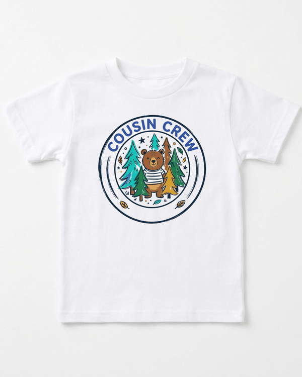 Cousin Crew Woodland Bear Badge Toddler Tee | Family Shirt