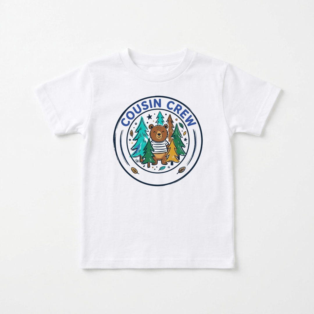 Cousin Crew Woodland Bear Badge Youth Tee | Family Shirt - Okum Tees
