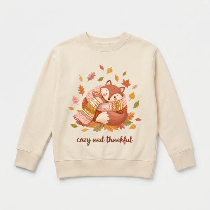 Cozy Fox in a Scarf Toddler Sweatshirt in Natural — Okum Tees
