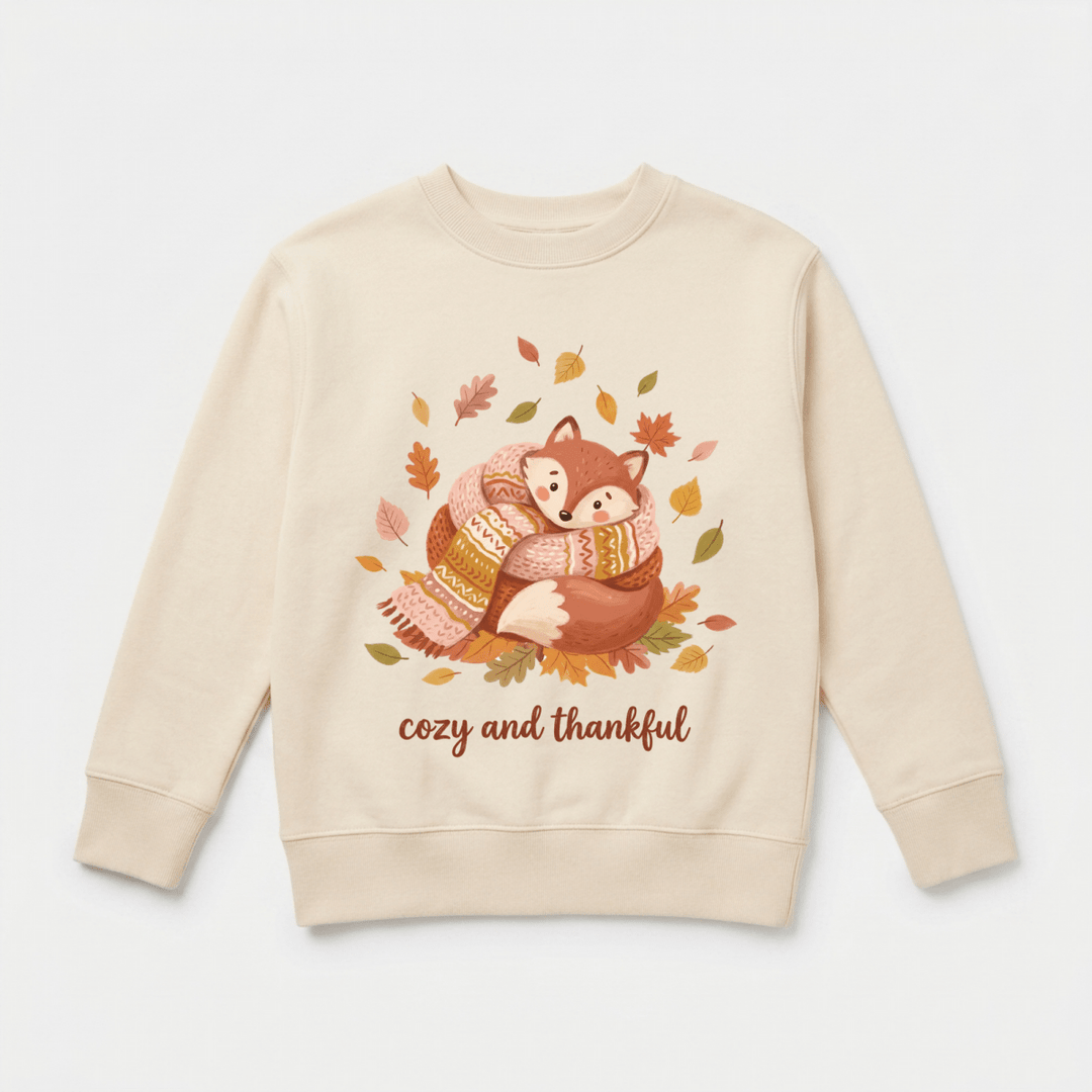 Cozy Fox in a Scarf Toddler Sweatshirt | Thanksgiving Sweater - Okum Tees