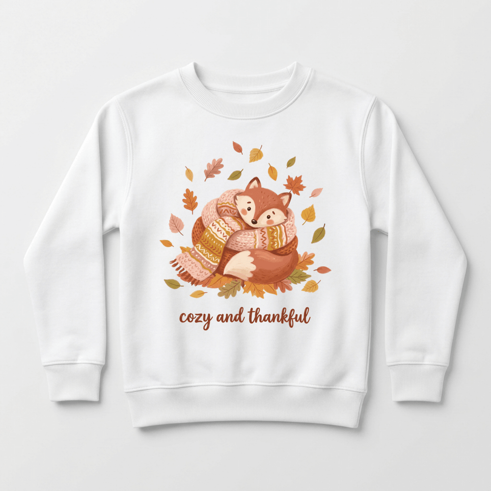 Cozy Fox in a Scarf Toddler Sweatshirt | Thanksgiving Sweater - Okum Tees