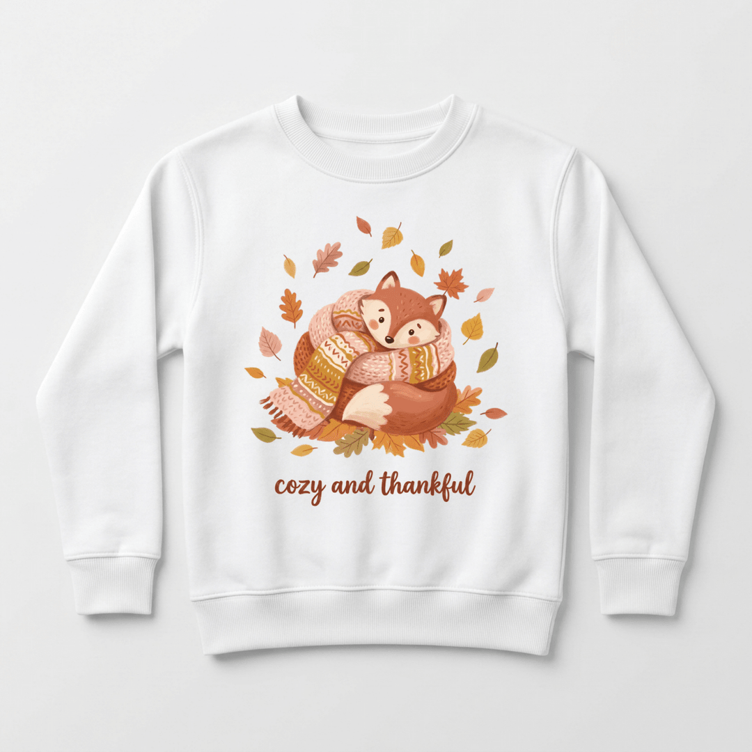 Cozy Fox in a Scarf Toddler Sweatshirt | Thanksgiving Sweater - Okum Tees