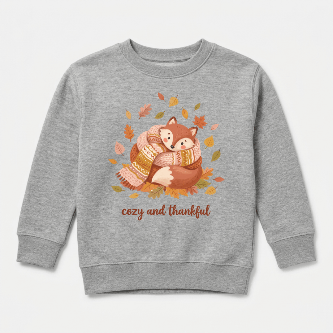 Cozy Fox in a Scarf Toddler Sweatshirt | Thanksgiving Sweater - Okum Tees