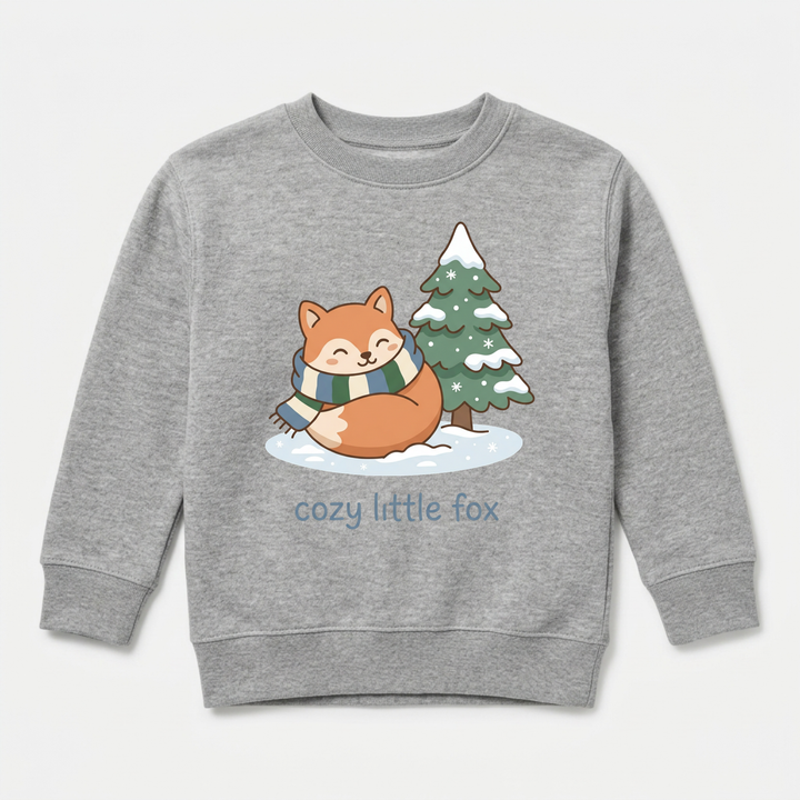 Cozy Fox in the Snow Toddler Sweatshirt in Grey — Okum Tees
