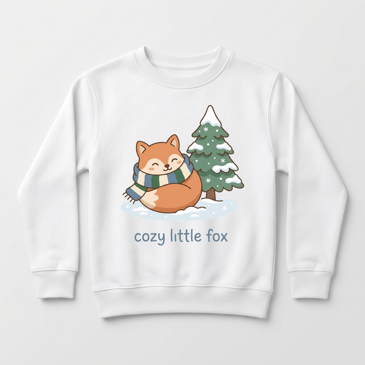 Cozy Fox in the Snow Toddler Sweatshirt in White — Okum Tees