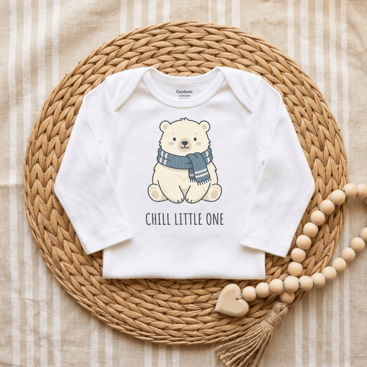 Cozy Polar Bear in a Scarf Baby Onesie® | Infant Shirt - Okum Tees