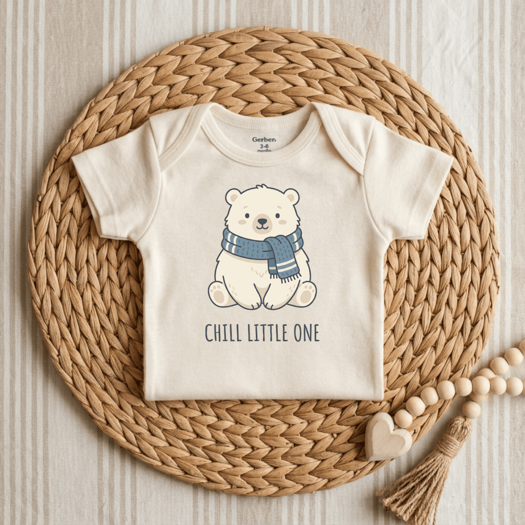 Cozy Polar Bear in a Scarf Baby Onesie® | Infant Shirt - Okum Tees