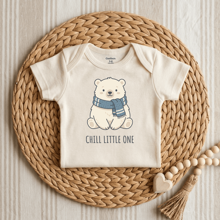 Cozy Polar Bear in a Scarf Baby Onesie® | Infant Shirt - Okum Tees