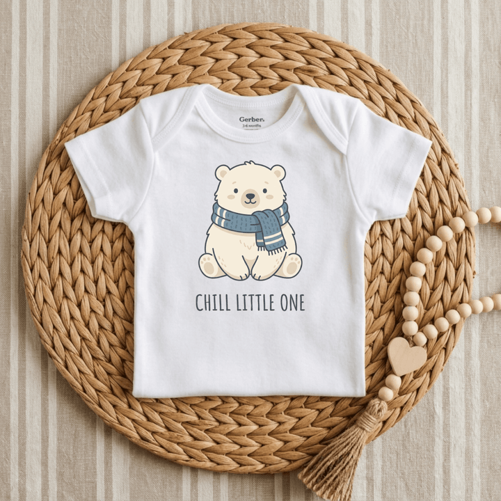 Cozy Polar Bear in a Scarf Baby Onesie® | Infant Shirt - Okum Tees