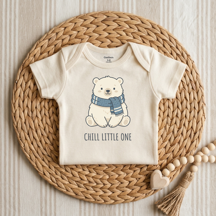 Cozy Polar Bear in a Scarf Baby Onesie® in Natural — Okum Tees