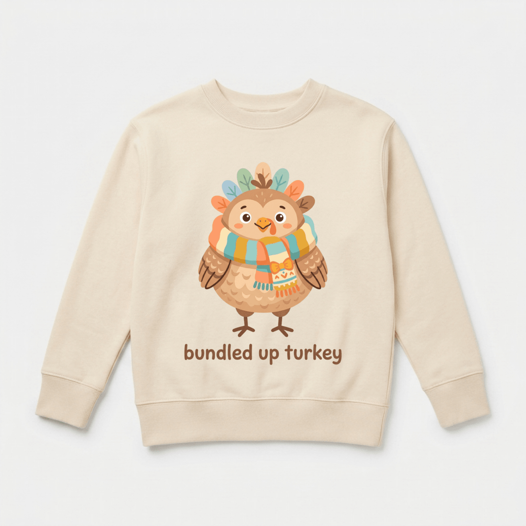 Cozy Scarf Turkey Toddler Sweatshirt | Cute Toddler Gift - Okum Tees