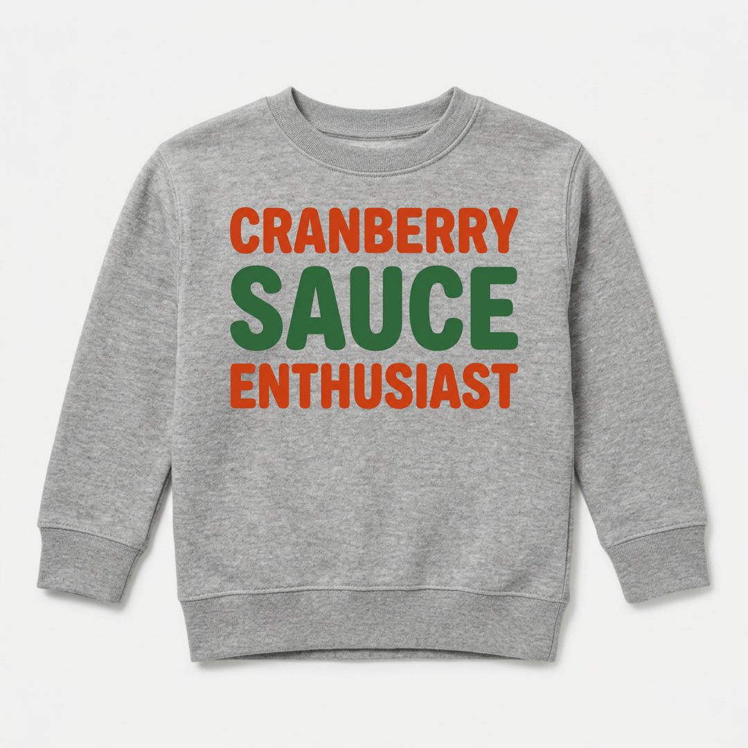 Cranberry Sauce Enthusiast Youth Sweatshirt in Grey — Okum Tees