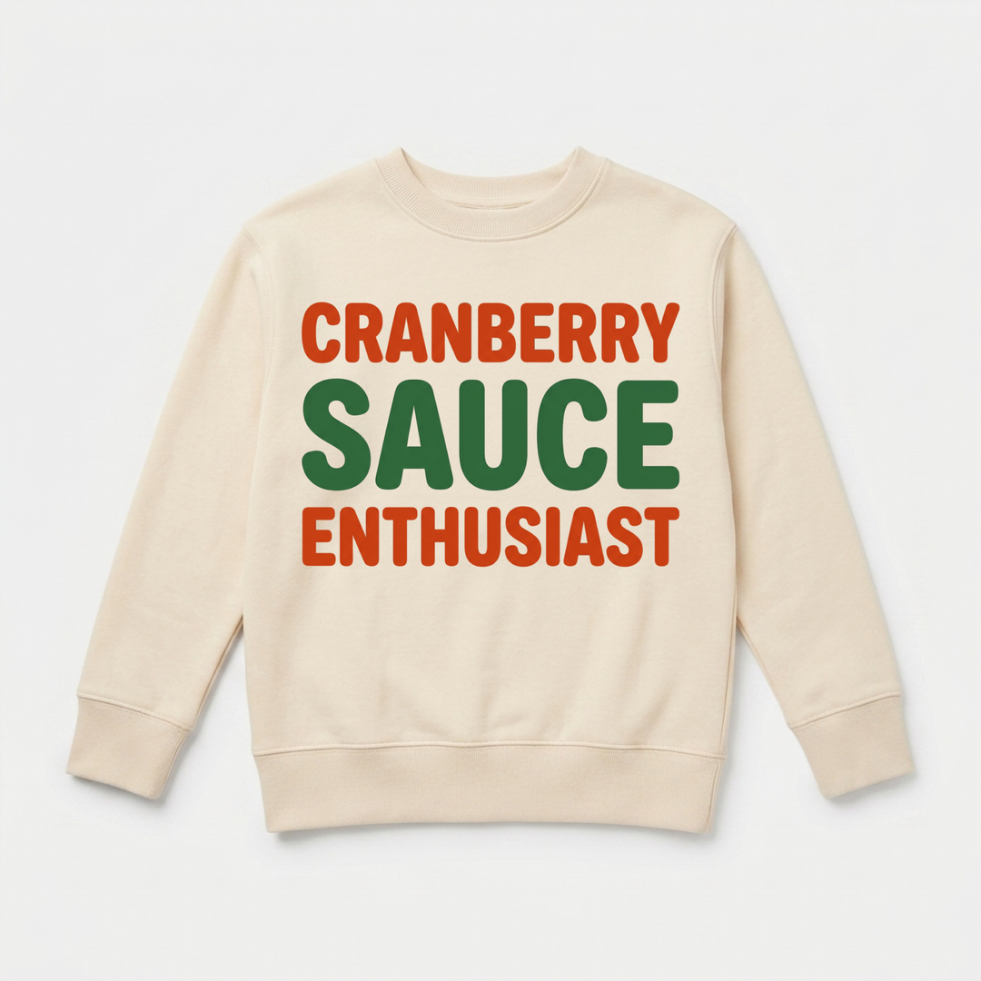 Cranberry Sauce Enthusiast Youth Sweatshirt in Natural — Okum Tees