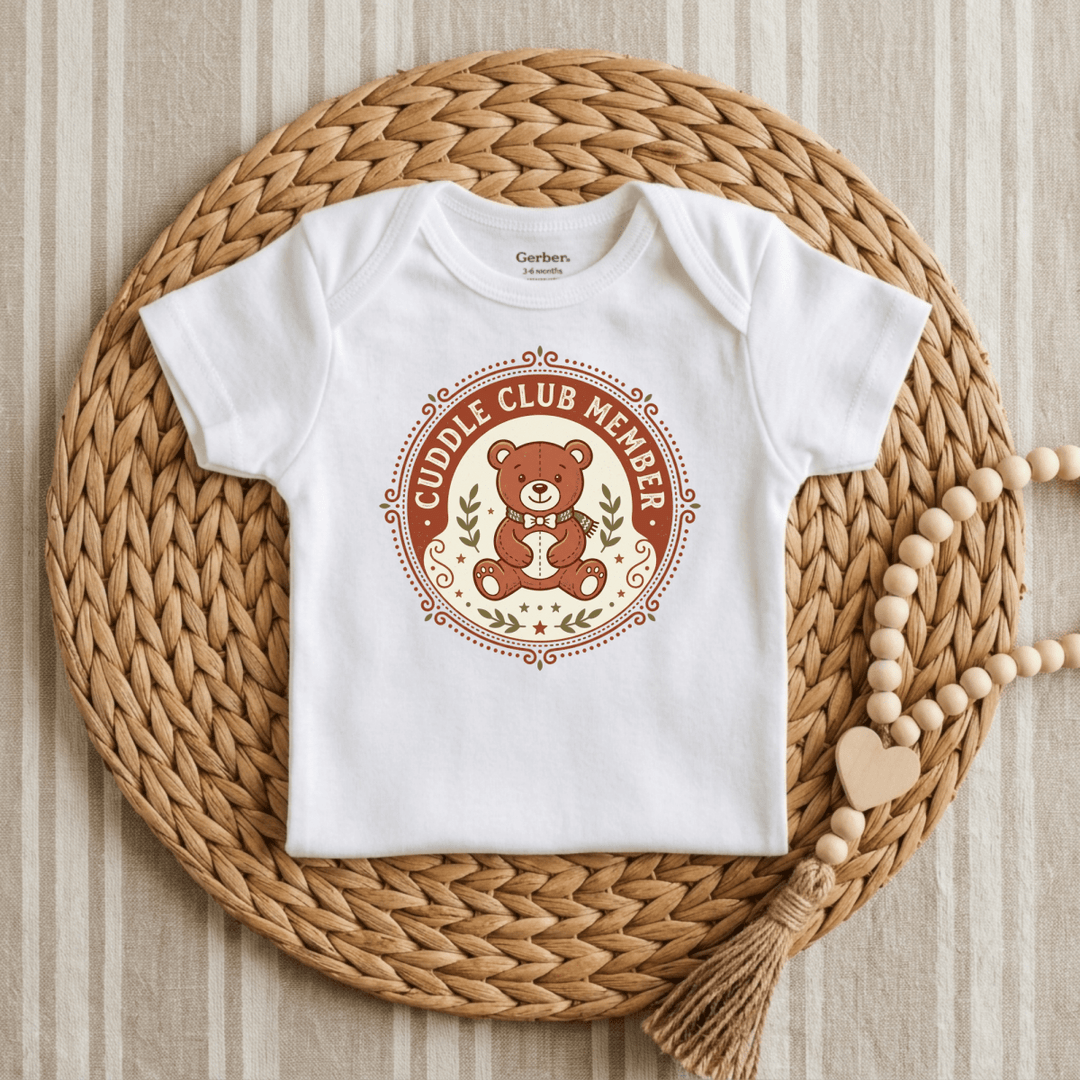 Cuddle Club Teddy Bear Badge Baby Onesie® | Cute Baby Gift - Okum Tees