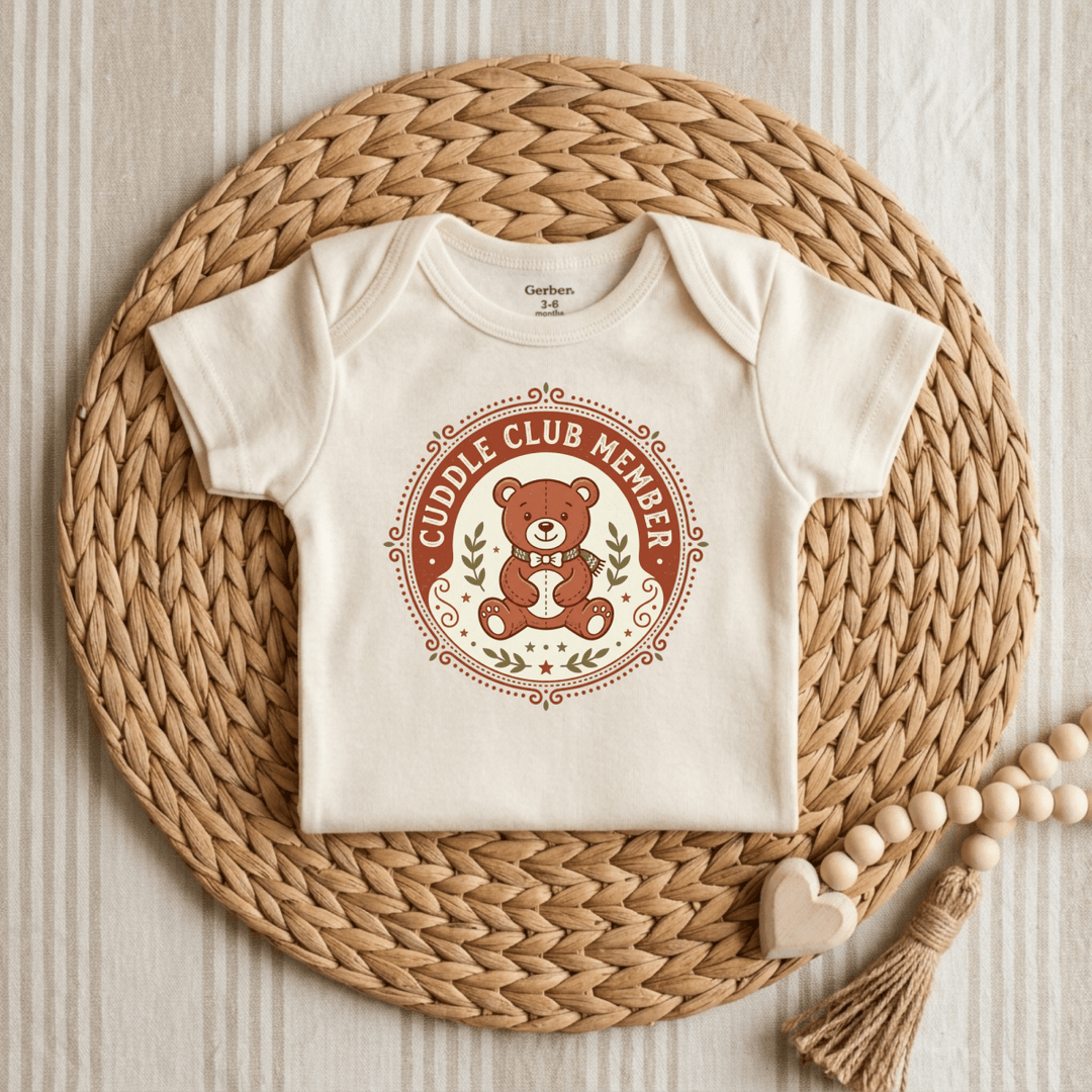 Cuddle Club Teddy Bear Badge Baby Onesie® | Cute Baby Gift - Okum Tees
