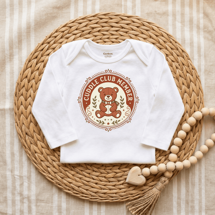 Cuddle Club Teddy Bear Badge Baby Onesie® | Cute Baby Gift - Okum Tees