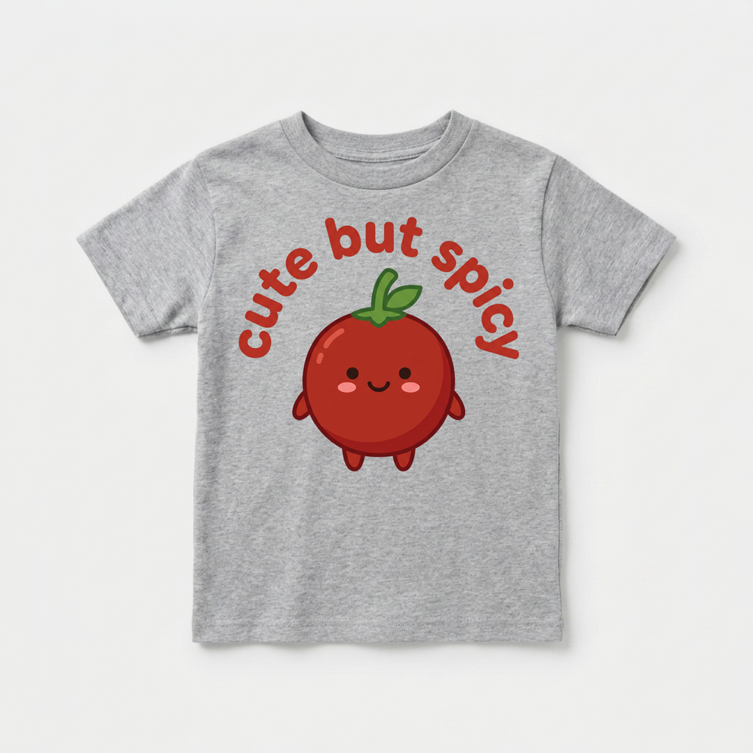 Cute But Spicy Tomato Toddler Tee in Grey — Okum Tees