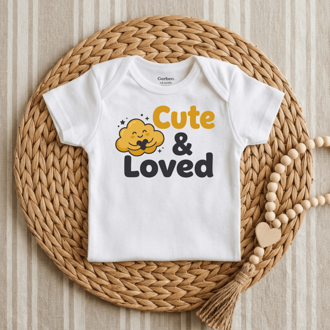Cute &amp; Loved Cloud Hug Baby Onesie® | Cute Baby Gift - Okum Tees