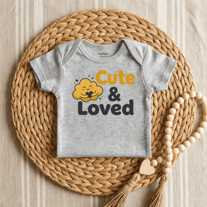 Cute &amp; Loved Cloud Hug Baby Onesie® | Cute Baby Gift - Okum Tees