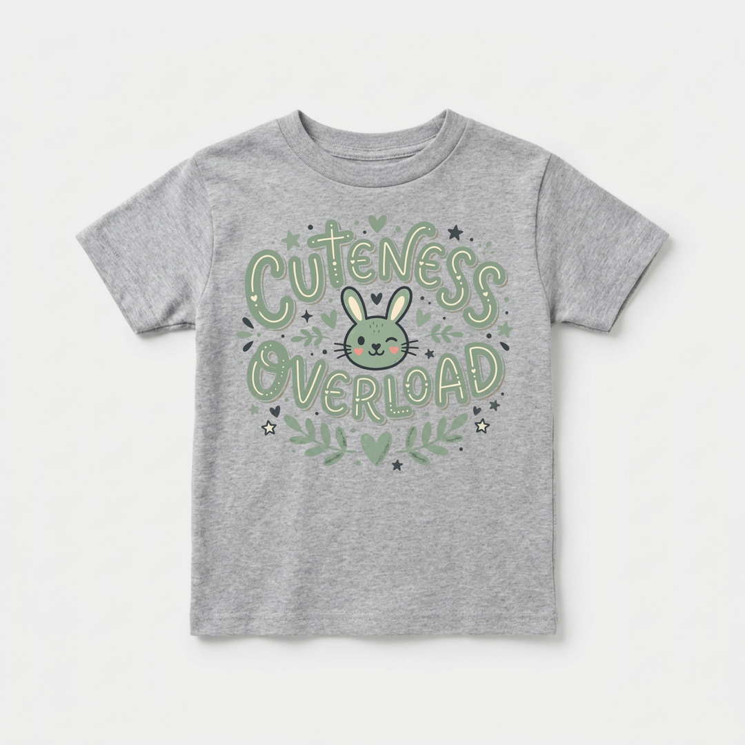 Cuteness Overload Bunny Toddler Tee in Grey — Okum Tees