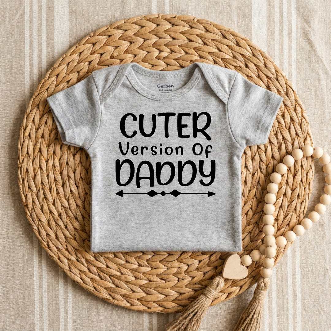 Cuter Version of Daddy Baby Onesie® in Grey — Okum Tees