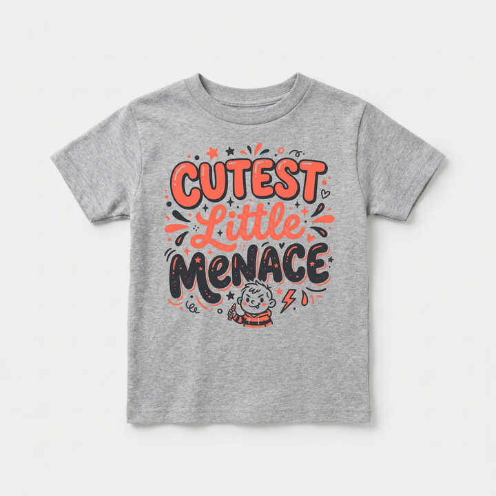 Cutest Little Menace Toddler Tee in Grey — Okum Tees