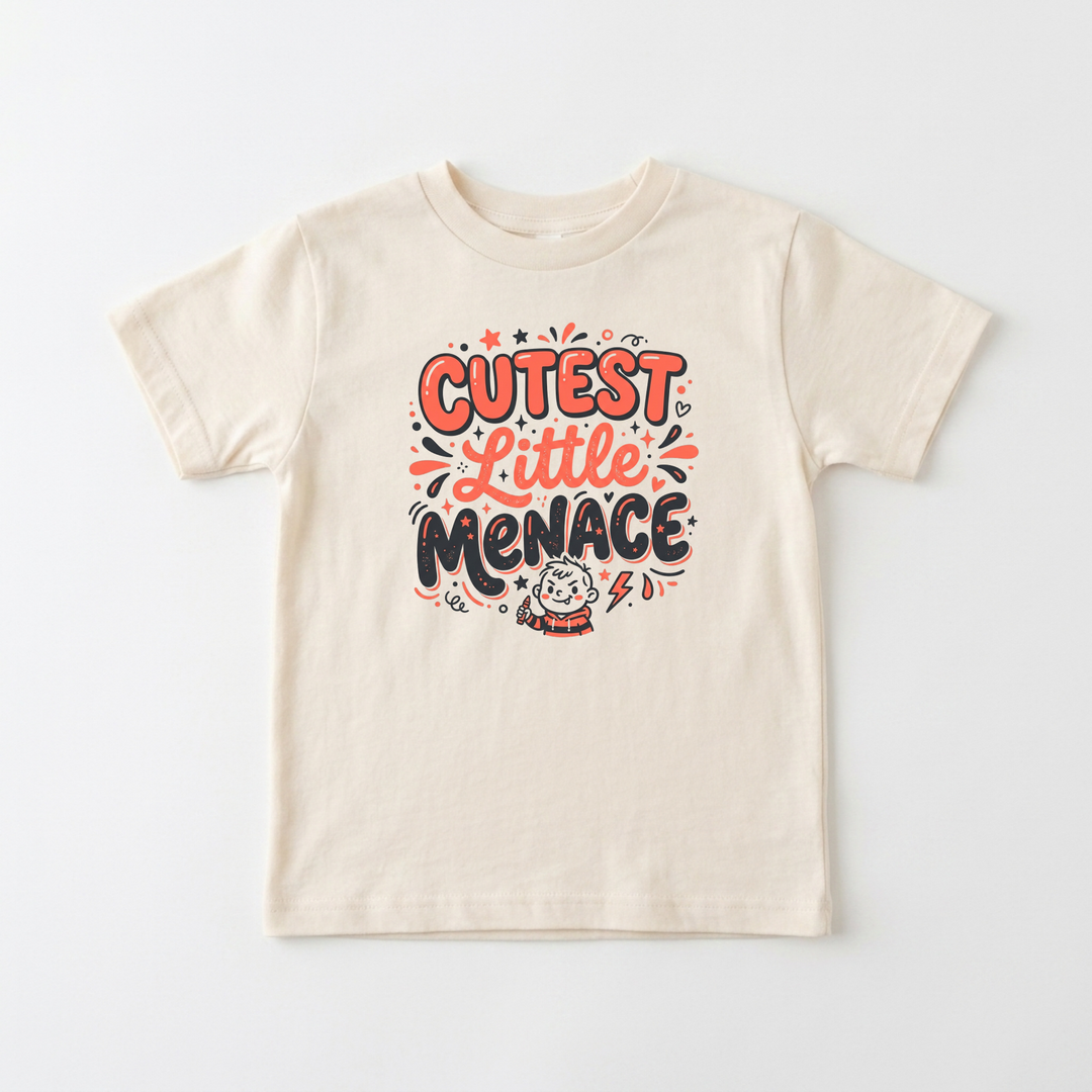 Cutest Little Menace Toddler Tee in Natural — Okum Tees